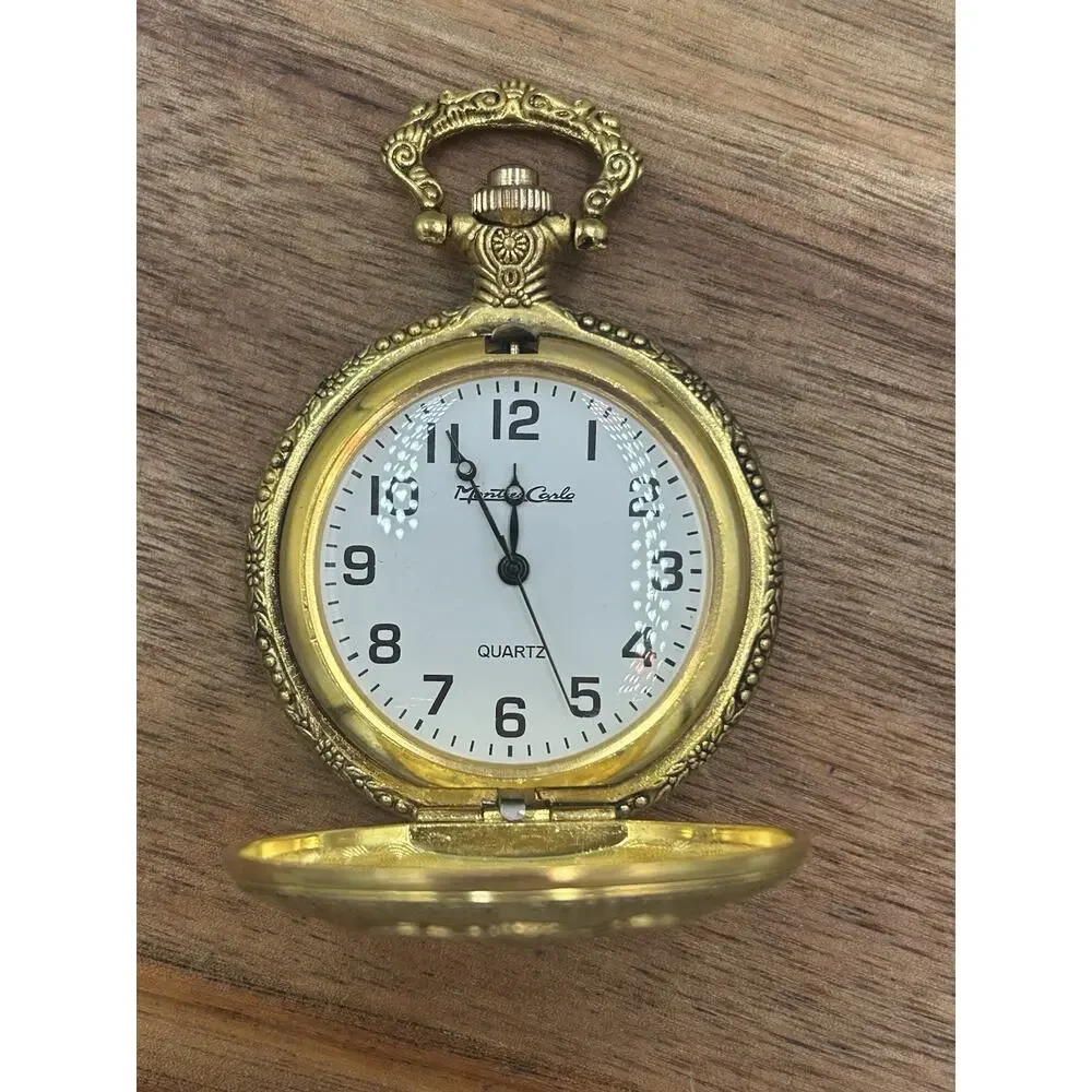 Vintage Monte Carlo Double Eagle Bicentennial Pocket Watch Quartz Works New Batt